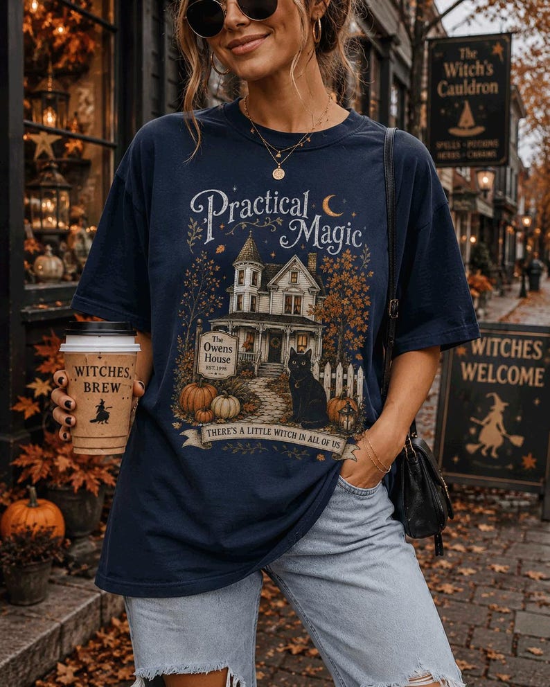Practical Magic Sweatshirt, Witchy Halloween Crewneck, Owens House Shirt, Spooky Season Whimsigoth Tee, Black Cat Fall Witch Gift