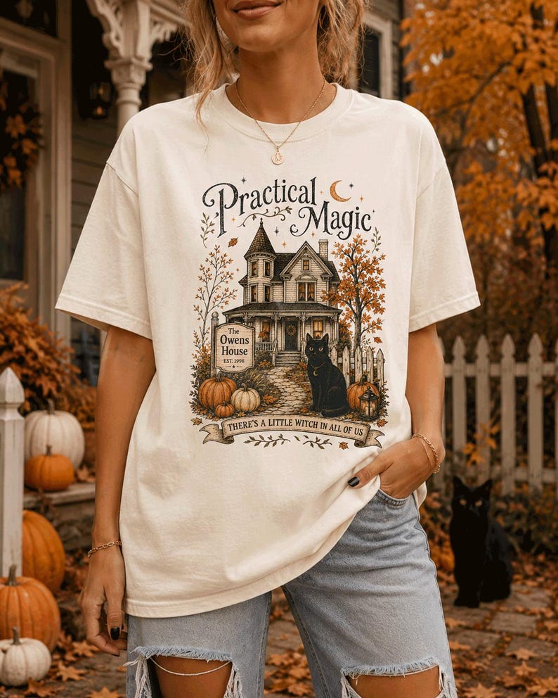 Practical Magic Sweatshirt, Witchy Halloween Crewneck, Owens House Shirt, Spooky Season Whimsigoth Tee, Black Cat Fall Witch Gift